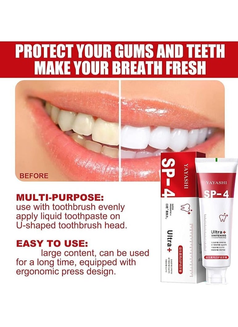 Sp4 Fresh Breath Toothpaste, Sp 4 Toothpaste Whitening, SP-4 Whitening Toothpaste, Sp-4 Probiotic Toothpaste for Whitening, Stain-Removing Probiotic Toothpaste, Fresh Breath Toothpaste 2pcs