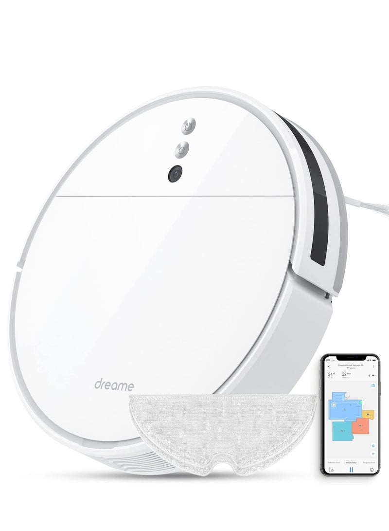 Dreame F9 Robot Vacuum Cleaner with Mop 2500Pa, 5200mAh Battery, Sweep and Mop 2-in-1, 150min Runtime, Advanced mapping, Compatible with Alexa, App/WIFI 46 W RVS5-WHO White