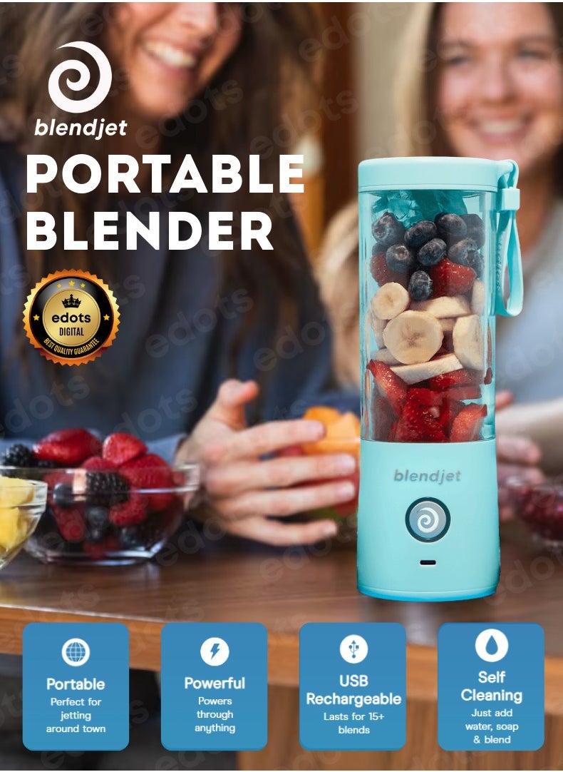 V2 Portable Blender, 475ml USB-C Rechargeable, Leak Proof, BPA-Free, Ice Crusher, Stainless Steel Blades, Personal Smoothie Maker - Sky Blue