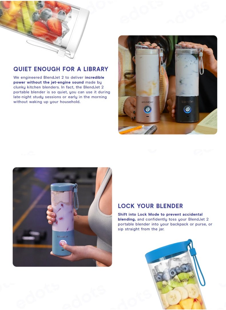 V2 Portable Blender, 475ml USB-C Rechargeable, Leak Proof, BPA-Free, Ice Crusher, Stainless Steel Blades, Personal Smoothie Maker - Sky Blue