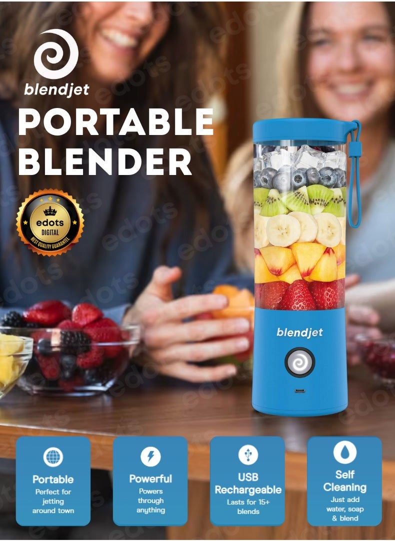 V2 Portable Blender, 475ml USB-C Rechargeable, Leak Proof, BPA-Free, Ice Crusher, Stainless Steel Blades, Personal Smoothie Maker - OCEAN
