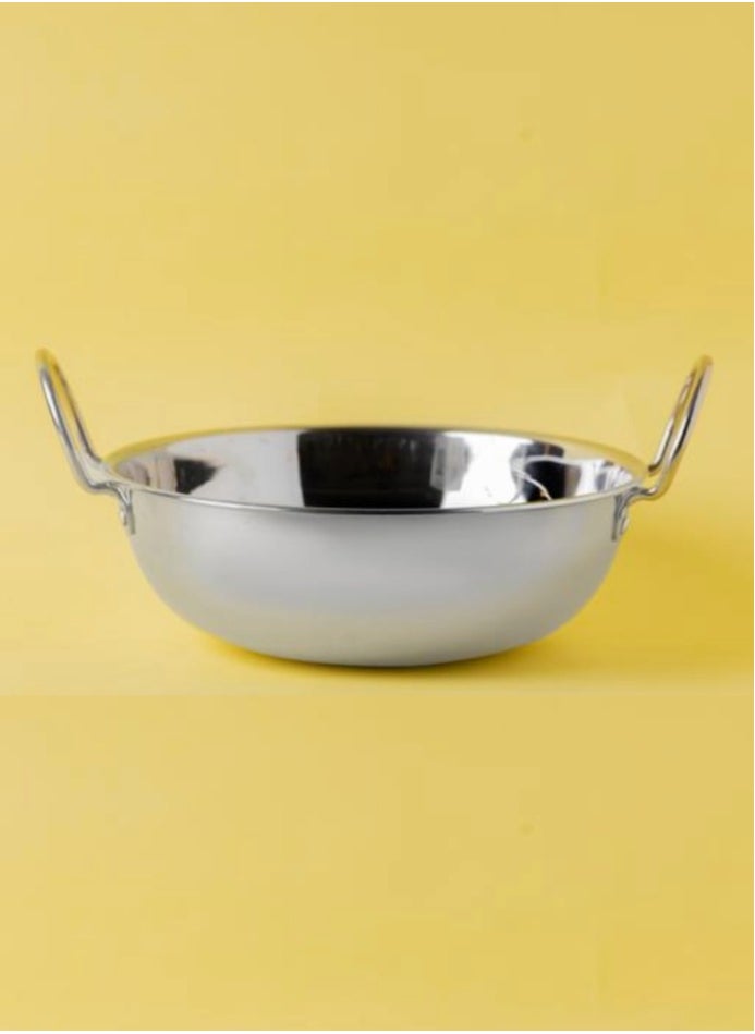 Stainless Steel Kadai Wok with Handle light Guage 28cm