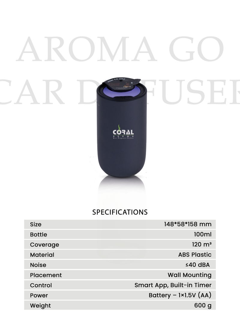 Aroma Go Portable Car & Tabletop Diffuser | 2000 mAh Battery | USB C | Motion Sensor with 1 Year Warranty