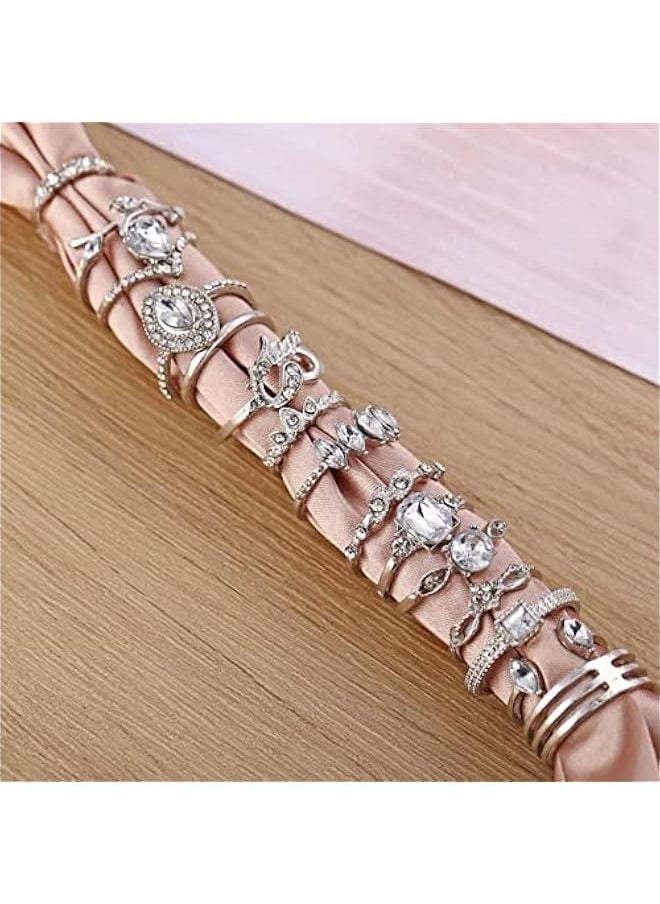 15Pcs/Set Rhinestone Finger Rings, Individuality Creative Alloy Different Patterns Rhinestone Rings for Women