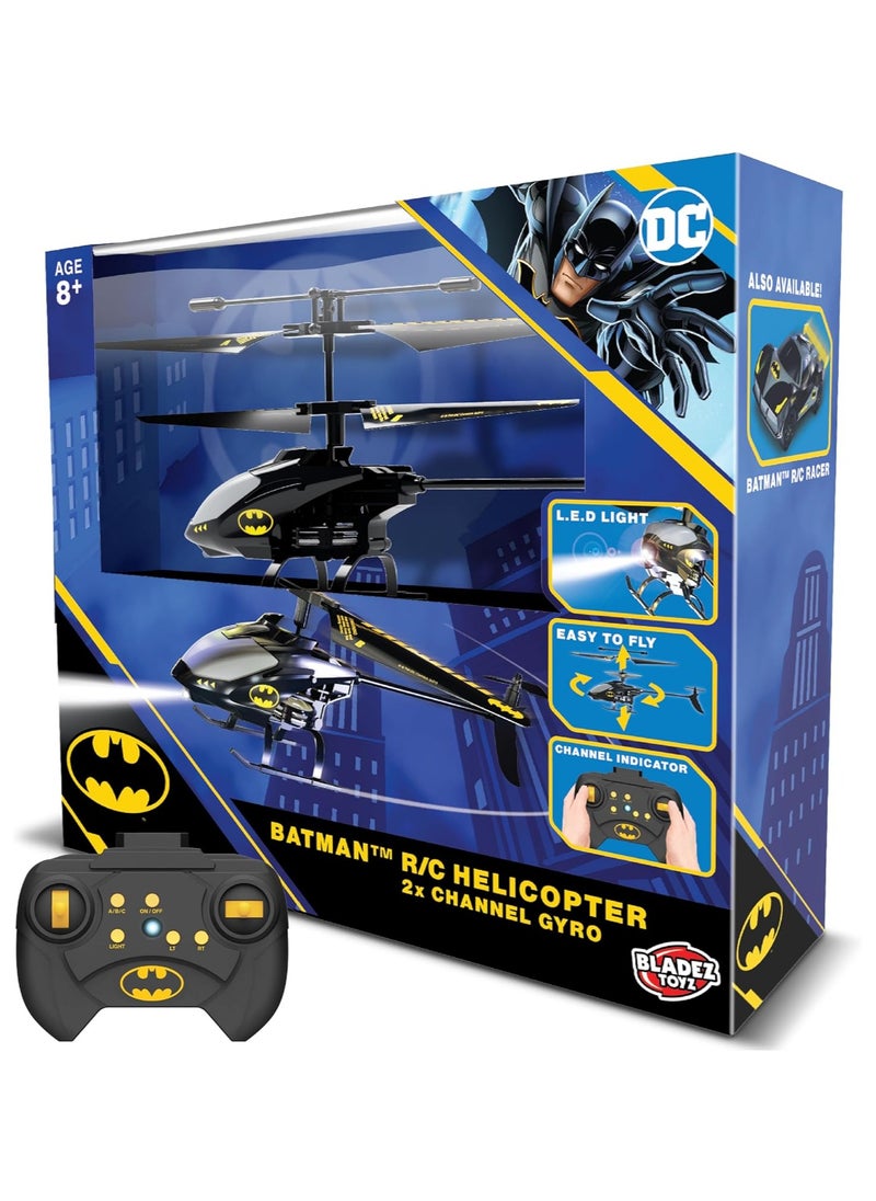 Bladez Batman RC Helicopter | 2-Channel Gyro Flight Control | LED Lights, Crash-Proof Design for Epic Aerial Battles