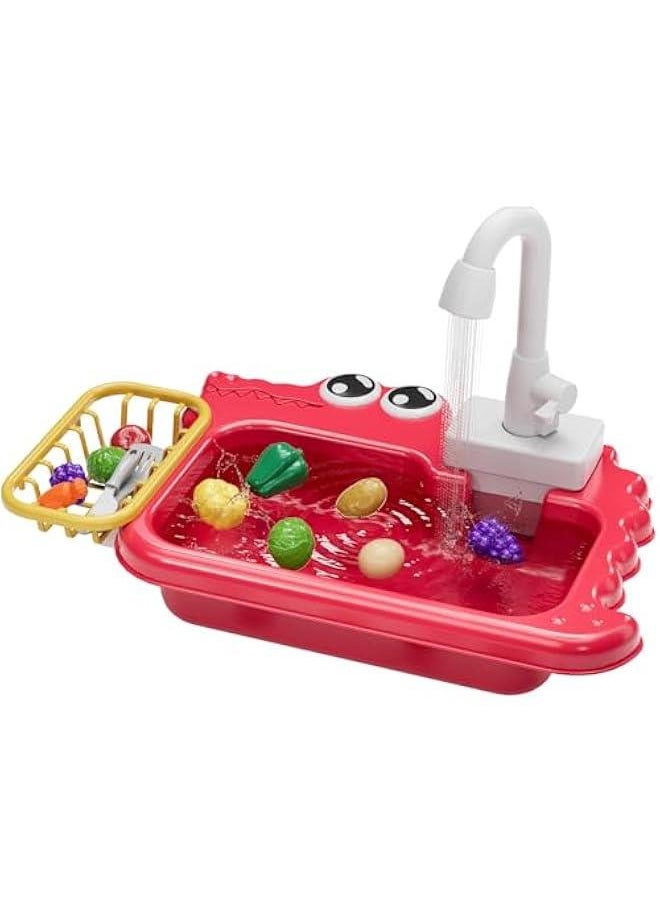 Play Kitchen Sink Toys, Pretend Kitchen Play Sink with Running Water Toys for Toddlers 1-3, Play Food Sets for Kids Kitchen Toys, Birthday Toys Gifts for Toddlers Kids Girls 1 2 3 Years Old