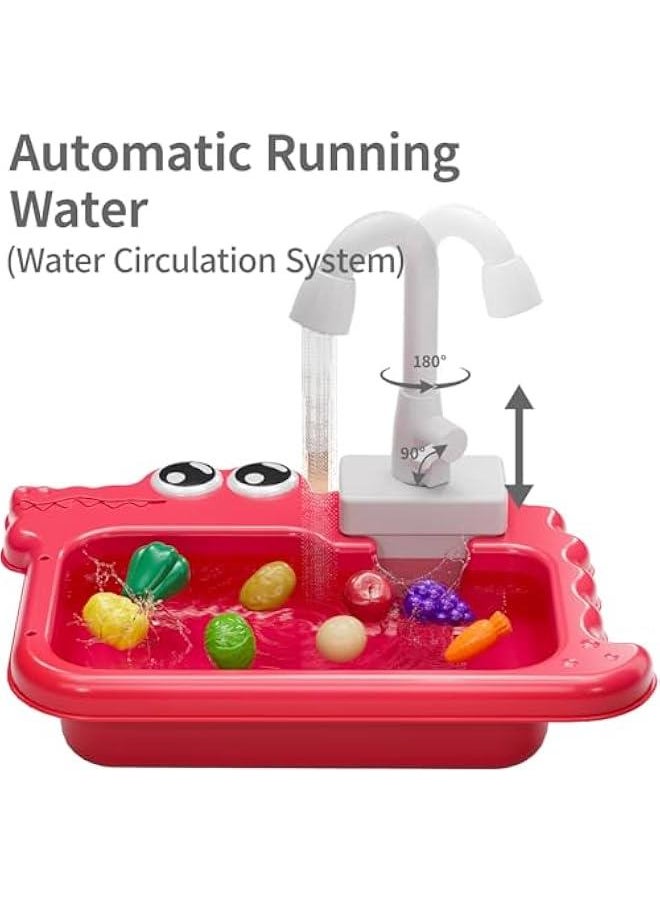 Play Kitchen Sink Toys, Pretend Kitchen Play Sink with Running Water Toys for Toddlers 1-3, Play Food Sets for Kids Kitchen Toys, Birthday Toys Gifts for Toddlers Kids Girls 1 2 3 Years Old