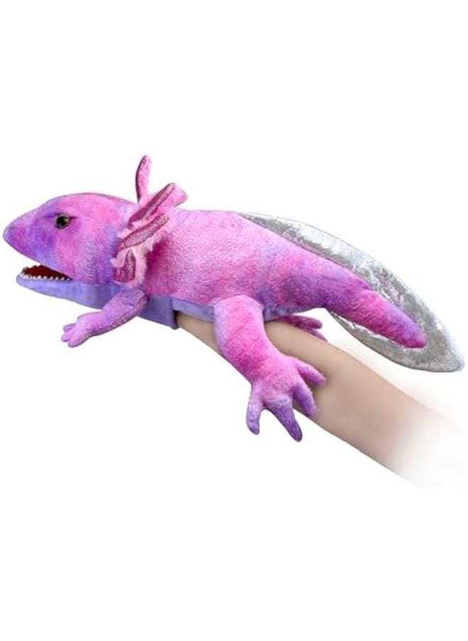 Puppets Hand Puppet Axolotl Plush Puppet,Soft Stuffed Animal Role Play Hand Puppets for Kids Ages 4-8 Story Animal Puppets,Large Puppet with Movable Mouth Puppet