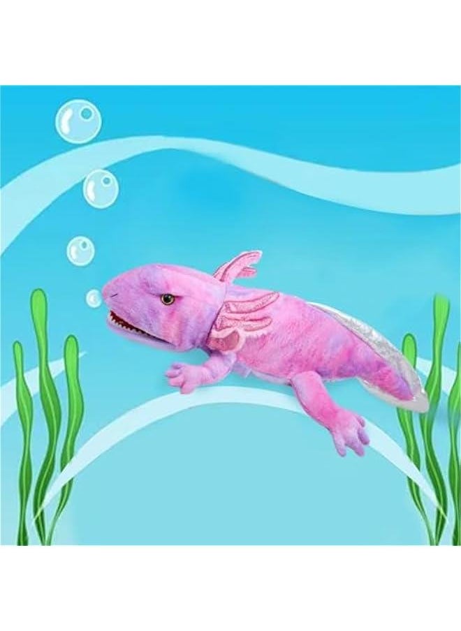 Puppets Hand Puppet Axolotl Plush Puppet,Soft Stuffed Animal Role Play Hand Puppets for Kids Ages 4-8 Story Animal Puppets,Large Puppet with Movable Mouth Puppet