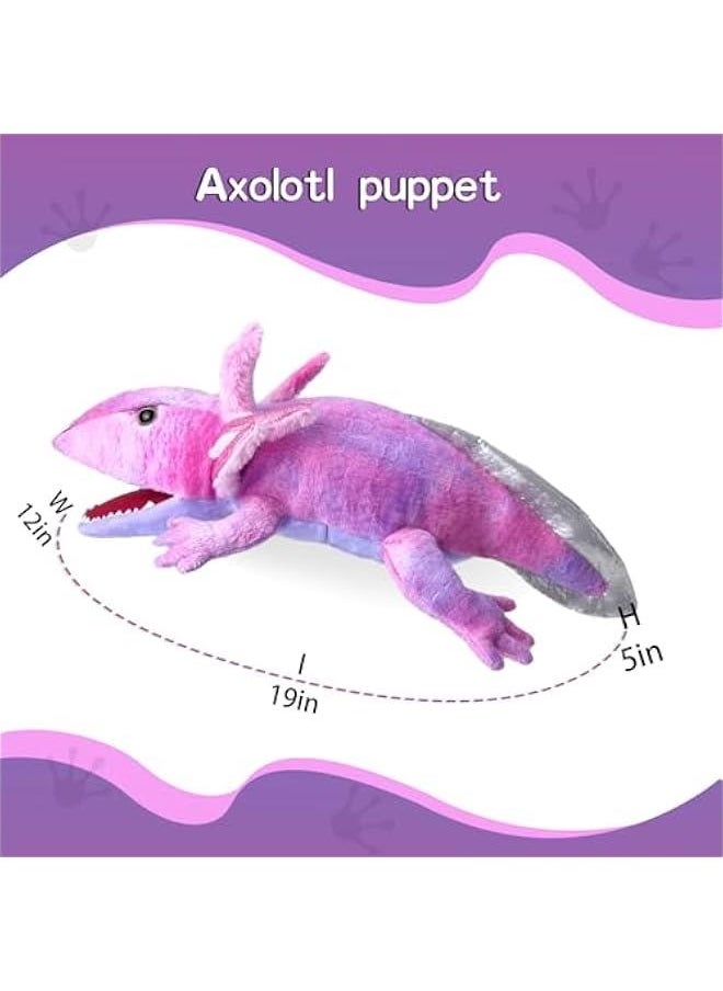 Puppets Hand Puppet Axolotl Plush Puppet,Soft Stuffed Animal Role Play Hand Puppets for Kids Ages 4-8 Story Animal Puppets,Large Puppet with Movable Mouth Puppet
