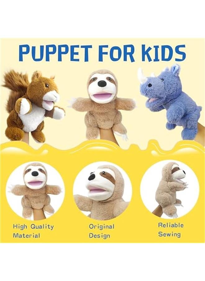 Hand Puppets,10 Sloth Hand Puppets for Kids,Hand Puppets for Toddlers 1-3 and Kids with Movable Mouth,Sloth Stuffed Animal Plush Puppets Toy Gift for Interactive Storytelling (Sloth)