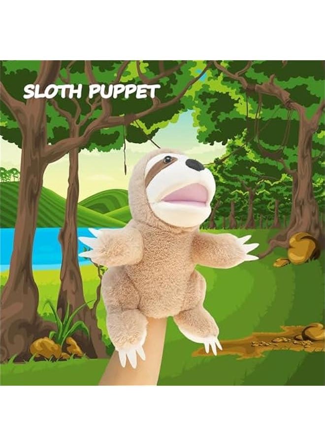 Hand Puppets,10 Sloth Hand Puppets for Kids,Hand Puppets for Toddlers 1-3 and Kids with Movable Mouth,Sloth Stuffed Animal Plush Puppets Toy Gift for Interactive Storytelling (Sloth)