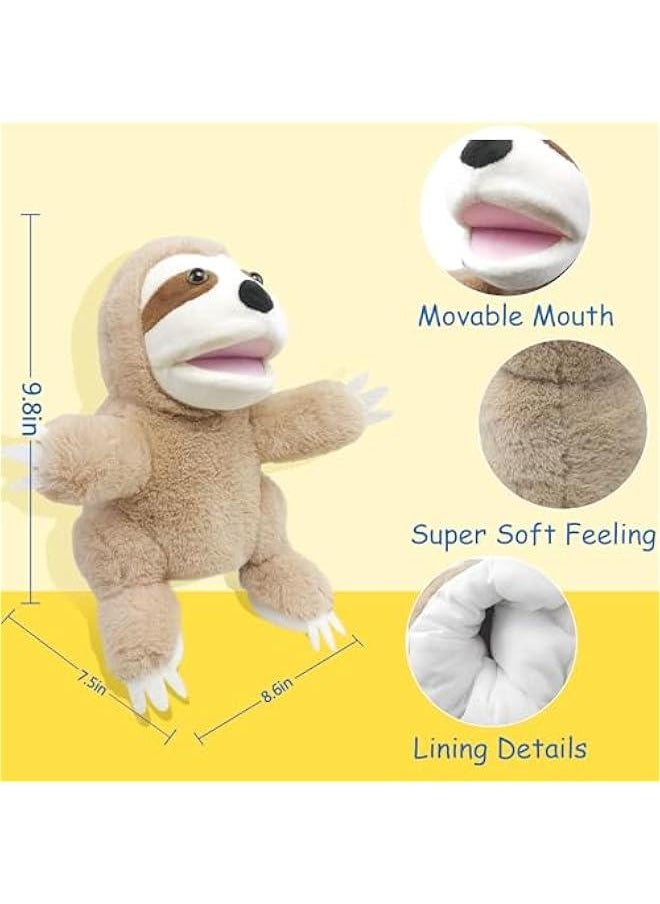 Hand Puppets,10 Sloth Hand Puppets for Kids,Hand Puppets for Toddlers 1-3 and Kids with Movable Mouth,Sloth Stuffed Animal Plush Puppets Toy Gift for Interactive Storytelling (Sloth)