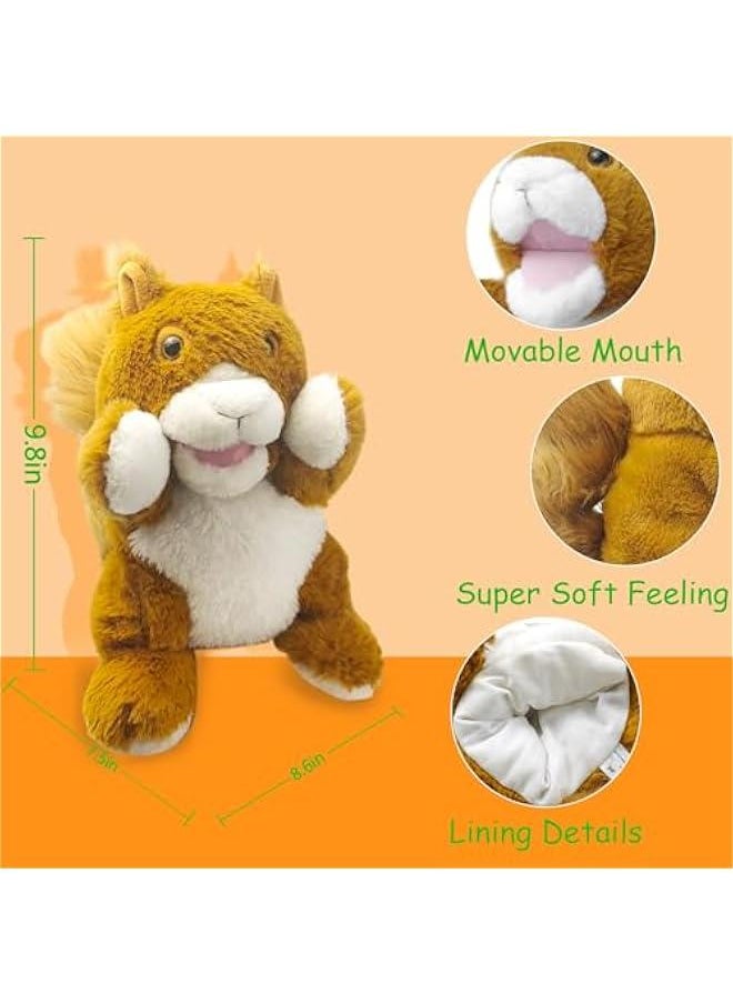 Hand Puppets,10 Squirrel Hand Puppets for Kids,Hand Puppets for Toddlers 1-3 and Kids with Movable Mouth,Sloth Stuffed Animal Plush Puppets Toy Gift for Interactive Storytelling (Squirrel)