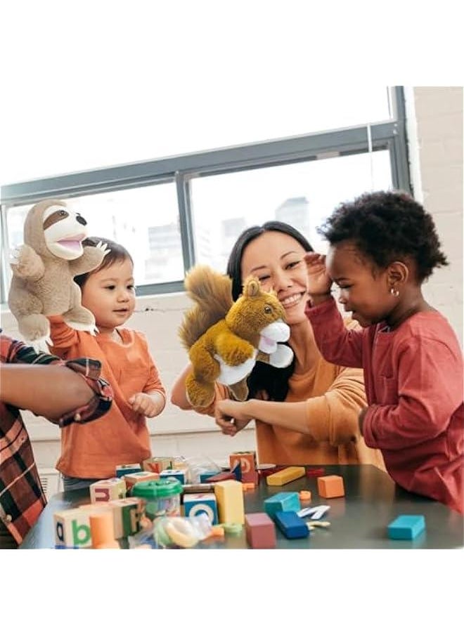 Hand Puppets,10 Squirrel Hand Puppets for Kids,Hand Puppets for Toddlers 1-3 and Kids with Movable Mouth,Sloth Stuffed Animal Plush Puppets Toy Gift for Interactive Storytelling (Squirrel)