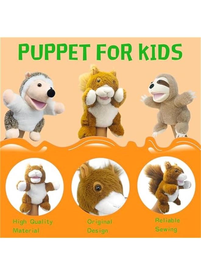Hand Puppets,10 Squirrel Hand Puppets for Kids,Hand Puppets for Toddlers 1-3 and Kids with Movable Mouth,Sloth Stuffed Animal Plush Puppets Toy Gift for Interactive Storytelling (Squirrel)