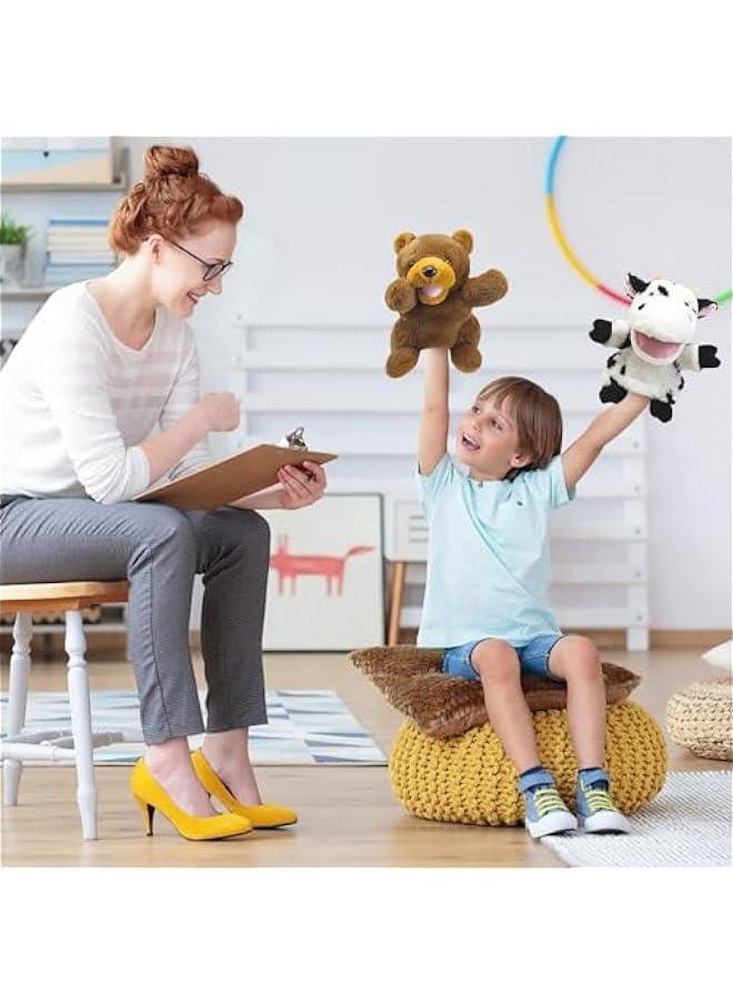 Hand Puppets Bear Puppet,10 Animal Hand Puppets for Kids，Hand Puppets for Toddlers 1-3 and Kids with Movable Mouth,Sloth Stuffed Animal Plush Puppets Toy Gift for Interactive Storytelling
