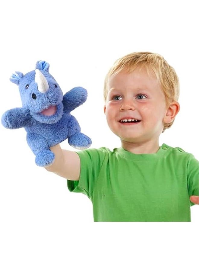 Hand Puppets,10 Rhino Hand Puppets for Kids,Hand Puppets for Toddlers 1-3 and Kids with Movable Mouth,Sloth Stuffed Animal Plush Puppets Toy Gift for Interactive Storytelling (Rhino)