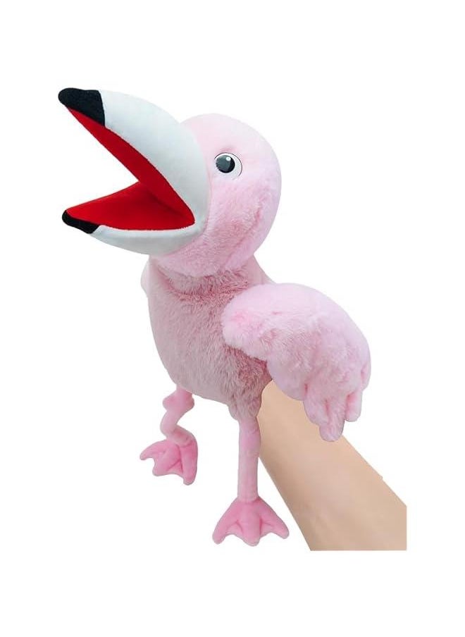 Puppets bird Flamingo Hand Puppet,13.8Animal Puppet Flamingo Hand Puppets Stuffed Animal Puppet for Kids with Movable Mouth,Puppet Plush Multi-color Toys Bird Puppet Role Play Teaching(Pink)