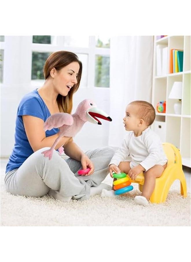 Puppets bird Flamingo Hand Puppet,13.8Animal Puppet Flamingo Hand Puppets Stuffed Animal Puppet for Kids with Movable Mouth,Puppet Plush Multi-color Toys Bird Puppet Role Play Teaching(Pink)