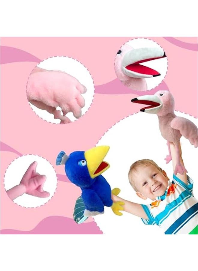 Puppets bird Flamingo Hand Puppet,13.8Animal Puppet Flamingo Hand Puppets Stuffed Animal Puppet for Kids with Movable Mouth,Puppet Plush Multi-color Toys Bird Puppet Role Play Teaching(Pink)