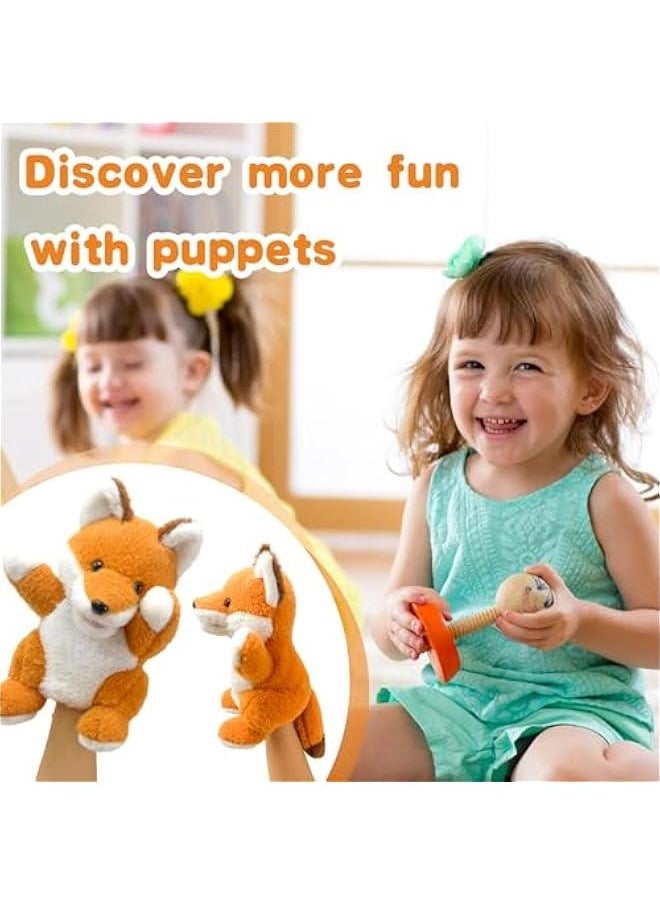 Hand Puppets Fox Puppets,9 Realistic Stuffed Animal Puppets for Toddlers Cute Fox Stuffed Puppets for Kids with Movable Mouth,Fox Animal Hand Puppets for Adults Hand Puppets for Toddlers