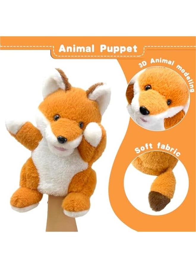 Hand Puppets Fox Puppets,9 Realistic Stuffed Animal Puppets for Toddlers Cute Fox Stuffed Puppets for Kids with Movable Mouth,Fox Animal Hand Puppets for Adults Hand Puppets for Toddlers