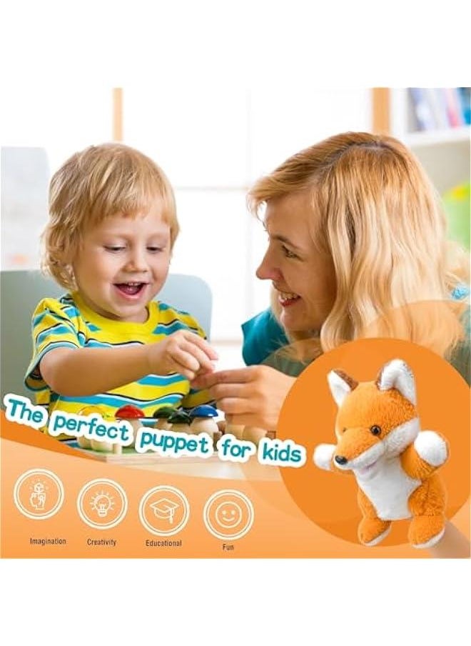 Hand Puppets Fox Puppets,9 Realistic Stuffed Animal Puppets for Toddlers Cute Fox Stuffed Puppets for Kids with Movable Mouth,Fox Animal Hand Puppets for Adults Hand Puppets for Toddlers