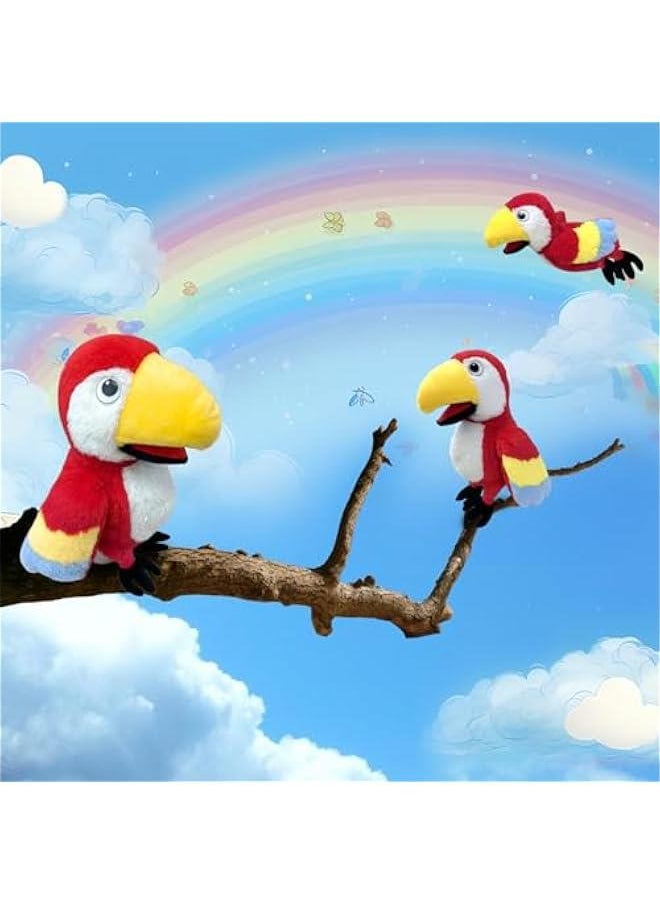 Puppets Parrot Hand Puppet,13.8 Animal Puppets Hand Puppets Bird Stuffed Animal Hand Puppets for Kids with Movable Mouth,Puppet Plush Multi-Color Toys Bird Puppet Role Play Teaching(Red)