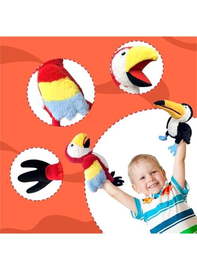 Puppets Parrot Hand Puppet,13.8 Animal Puppets Hand Puppets Bird Stuffed Animal Hand Puppets for Kids with Movable Mouth,Puppet Plush Multi-Color Toys Bird Puppet Role Play Teaching(Red)