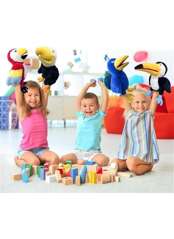 Puppets Parrot Hand Puppet,13.8 Animal Puppets Hand Puppets Bird Stuffed Animal Hand Puppets for Kids with Movable Mouth,Puppet Plush Multi-Color Toys Bird Puppet Role Play Teaching(Red)
