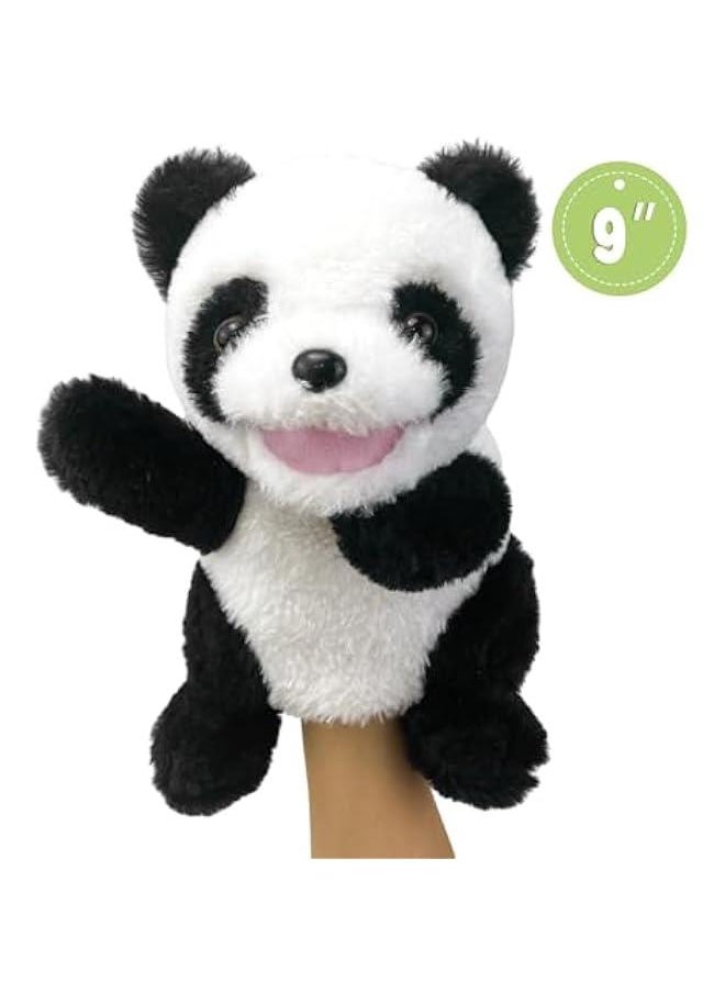 Hand Puppets Plush Panda Puppet,9 Hand Puppets for Kids Realistic Animal Puppets Panda Stuffed Animal Hand Puppets for Toddlers 3, Stuffed Panda Hand Puppets with Movable Mouth Role Gift