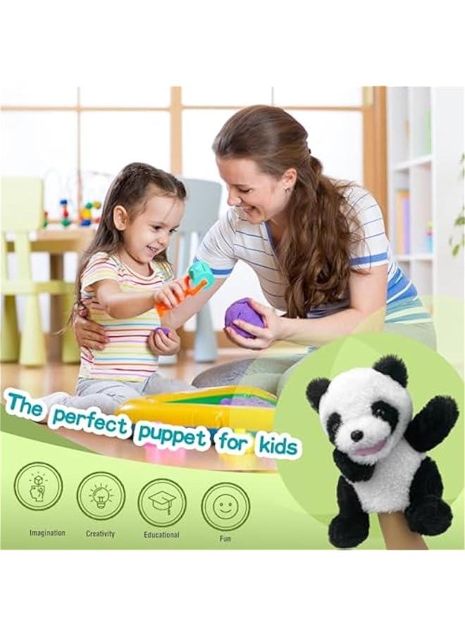 Hand Puppets Plush Panda Puppet,9 Hand Puppets for Kids Realistic Animal Puppets Panda Stuffed Animal Hand Puppets for Toddlers 3, Stuffed Panda Hand Puppets with Movable Mouth Role Gift