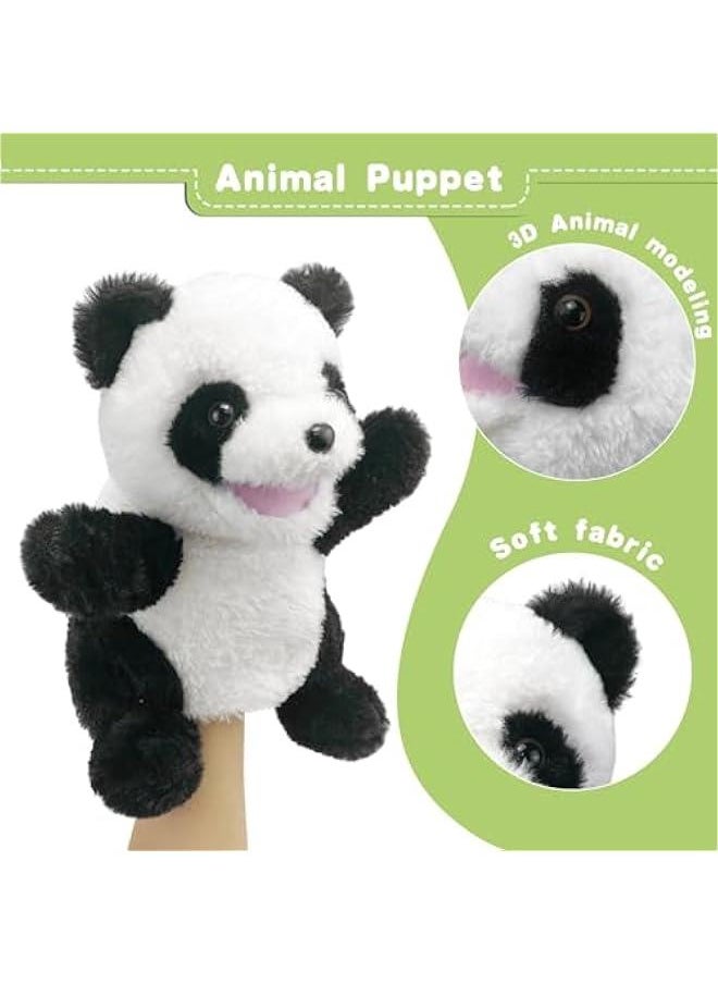 Hand Puppets Plush Panda Puppet,9 Hand Puppets for Kids Realistic Animal Puppets Panda Stuffed Animal Hand Puppets for Toddlers 3, Stuffed Panda Hand Puppets with Movable Mouth Role Gift