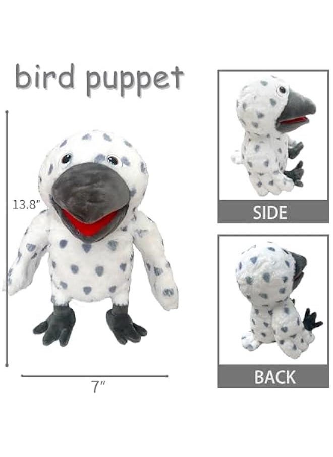 Puppet Bird Hand Puppet,13.8 Animal Puppets Owl Hand Puppets Bird Stuffed Animal Hand Puppets for Kids with Movable Mouth,Puppet Plush Multi-Color Toys Bird Puppet Role Play Teaching(White)