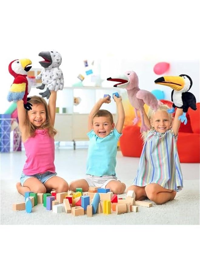Puppet Bird Hand Puppet,13.8 Animal Puppets Owl Hand Puppets Bird Stuffed Animal Hand Puppets for Kids with Movable Mouth,Puppet Plush Multi-Color Toys Bird Puppet Role Play Teaching(White)