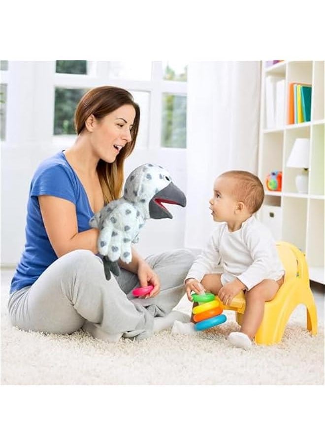 Puppet Bird Hand Puppet,13.8 Animal Puppets Owl Hand Puppets Bird Stuffed Animal Hand Puppets for Kids with Movable Mouth,Puppet Plush Multi-Color Toys Bird Puppet Role Play Teaching(White)
