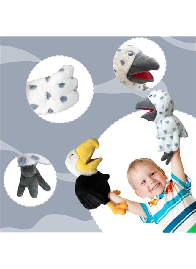 Puppet Bird Hand Puppet,13.8 Animal Puppets Owl Hand Puppets Bird Stuffed Animal Hand Puppets for Kids with Movable Mouth,Puppet Plush Multi-Color Toys Bird Puppet Role Play Teaching(White)