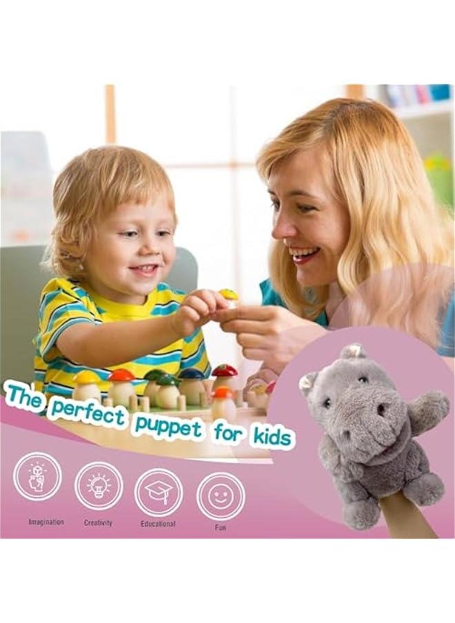 Hand Puppets Puppets,9Realistic Stuffed Animal Puppets for Toddlers Cute hippopotamus Stuffed Puppets for Kids with Movable Mouth, Animal Hand Puppets for Adults Hand Puppets for Toddlers 3
