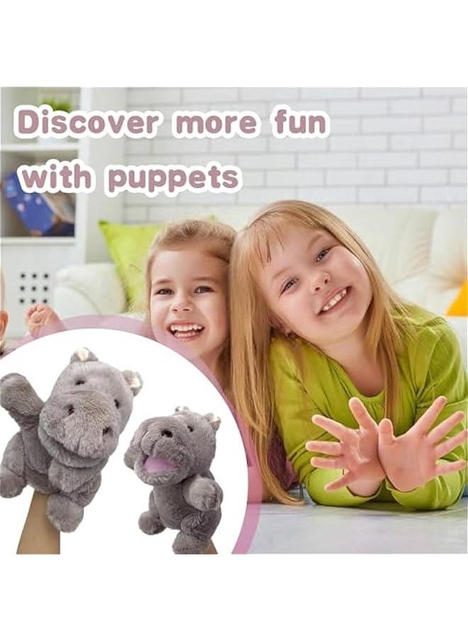 Hand Puppets Puppets,9Realistic Stuffed Animal Puppets for Toddlers Cute hippopotamus Stuffed Puppets for Kids with Movable Mouth, Animal Hand Puppets for Adults Hand Puppets for Toddlers 3