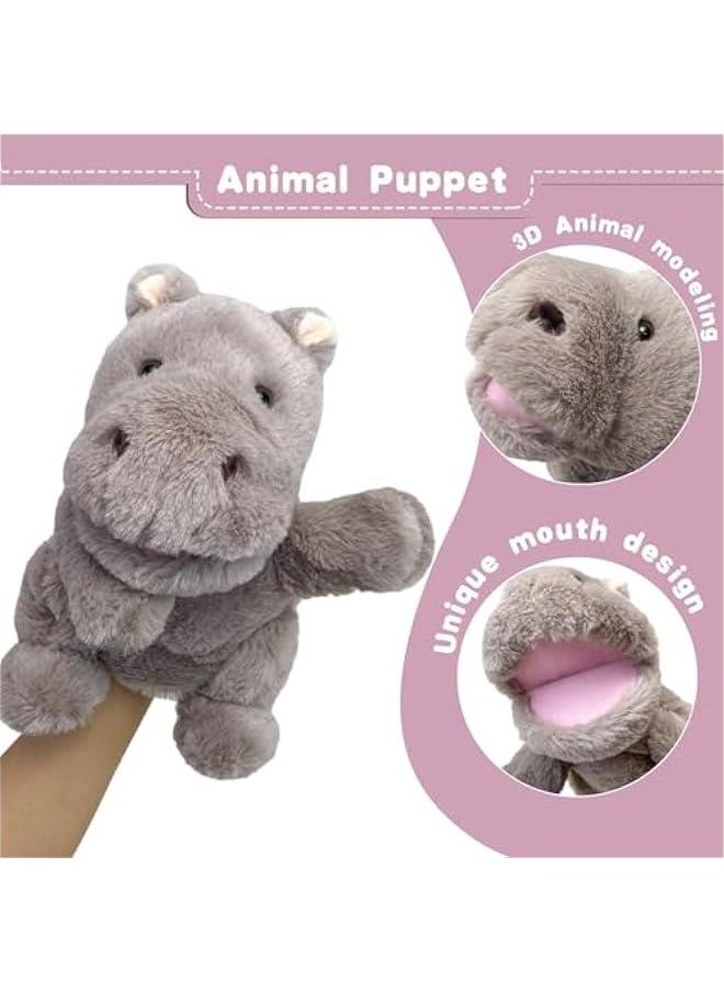 Hand Puppets Puppets,9Realistic Stuffed Animal Puppets for Toddlers Cute hippopotamus Stuffed Puppets for Kids with Movable Mouth, Animal Hand Puppets for Adults Hand Puppets for Toddlers 3