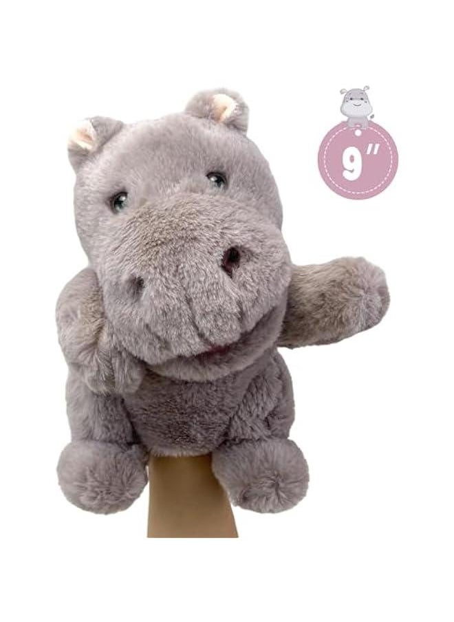 Hand Puppets Puppets,9Realistic Stuffed Animal Puppets for Toddlers Cute hippopotamus Stuffed Puppets for Kids with Movable Mouth, Animal Hand Puppets for Adults Hand Puppets for Toddlers 3