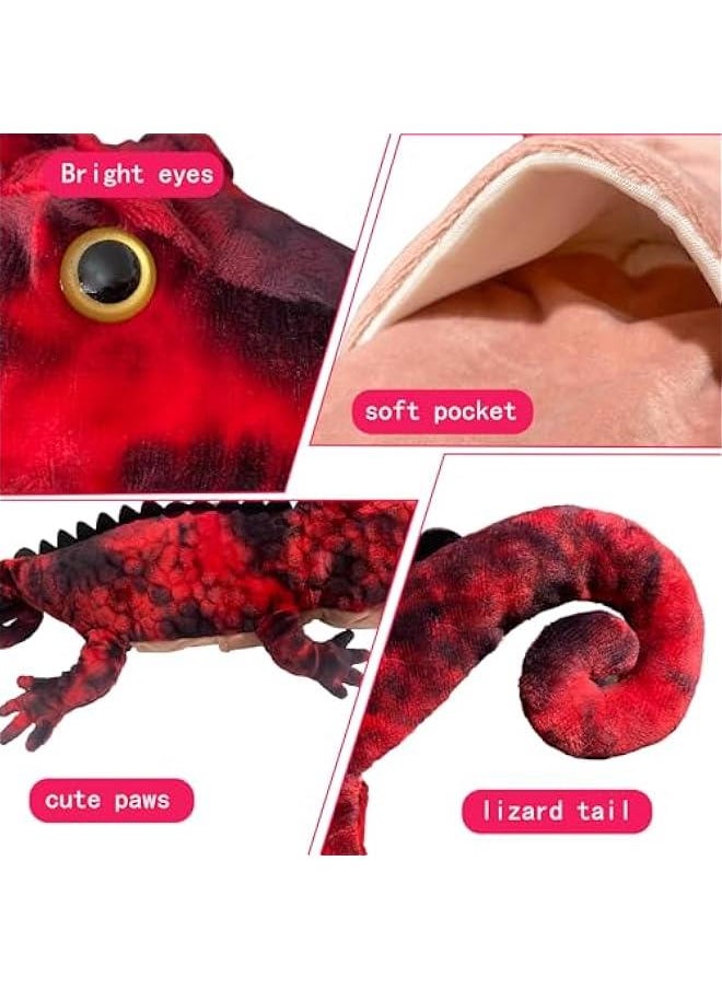 Puppets Hand Puppet Lizard Puppet,Large Puppet with Movable Mouth Puppet Role Play Story Animal Puppets,Soft Stuffed Animal Hand Puppets for Kids Ages 4-8
