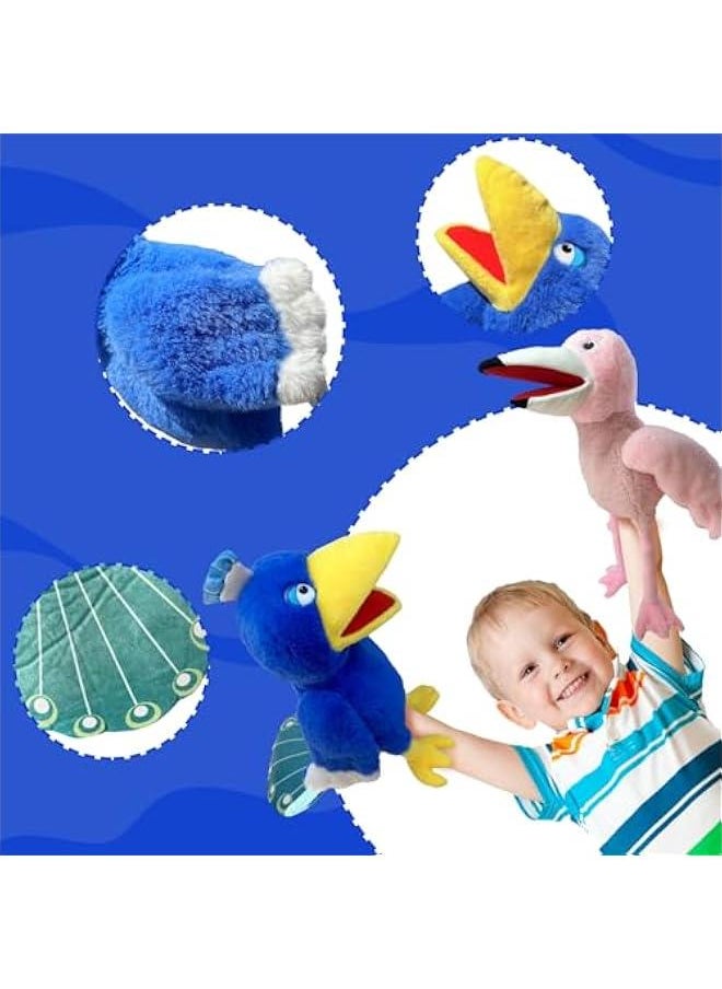 Puppets Pea Hand Puppet,13.8 Animal Puppet Pea Puppets Bird Stuffed Animal Hand Puppets for Kids with Movable Mouth,Puppet Plush Multi-Color Toy Bird Puppet Role Play Teaching(Blue)