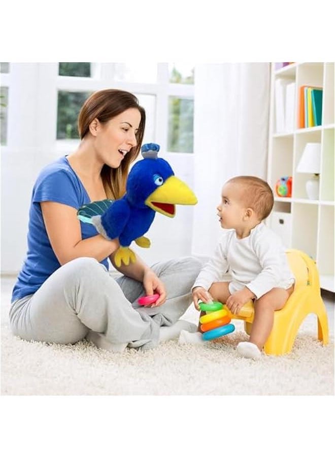 Puppets Pea Hand Puppet,13.8 Animal Puppet Pea Puppets Bird Stuffed Animal Hand Puppets for Kids with Movable Mouth,Puppet Plush Multi-Color Toy Bird Puppet Role Play Teaching(Blue)