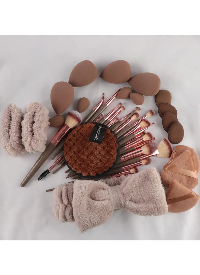 40 pcs Makeup Tool set ,Makeup Brushes, Makeup Removal Foam, 1 Cap, Beauty Sponges