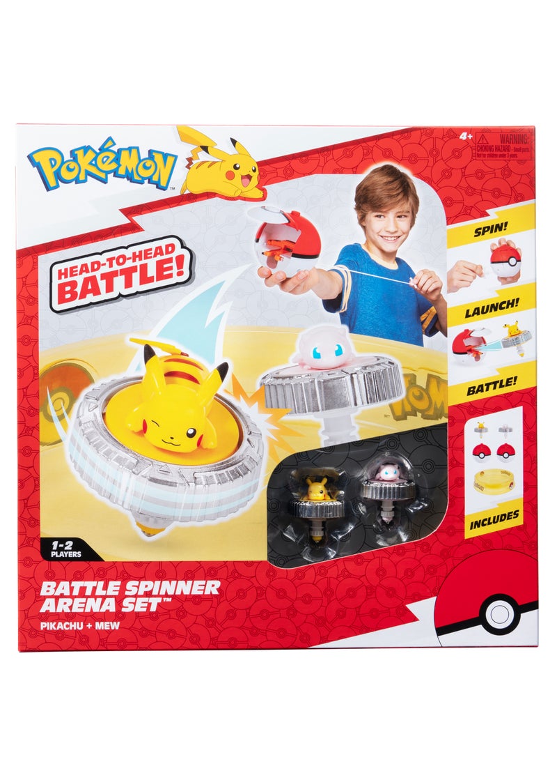 Pokemon Battle Spinner Arena Set | Pokemon Battle Arena | Interactive Playset | Battle Figure | Collectible Figure | Poke Ball | Pikachu and Mew | Gift for Boys and Kids