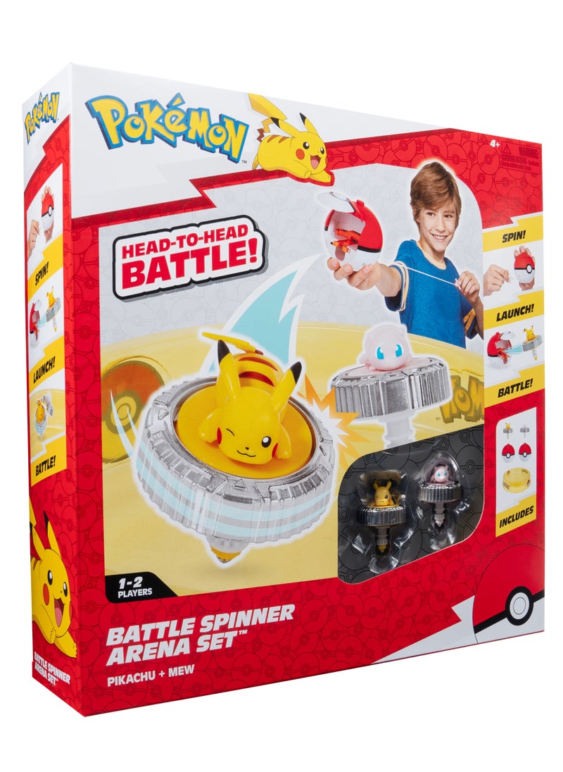Pokemon Battle Spinner Arena Set | Pokemon Battle Arena | Interactive Playset | Battle Figure | Collectible Figure | Poke Ball | Pikachu and Mew | Gift for Boys and Kids