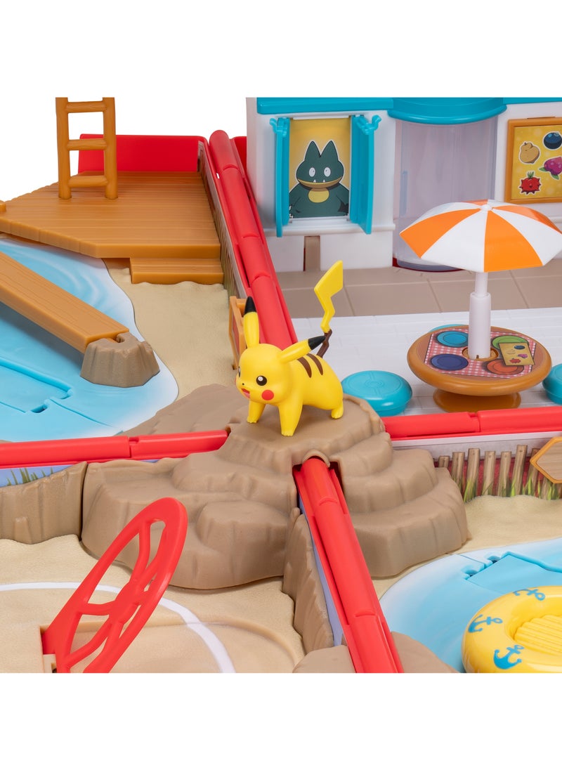 Pokemon Carry Case Beach Battle Playset | Pokemon Battle Arena | Interactive Playset | Battle Figure | Collectible Figure | Gift for Boys and Kids