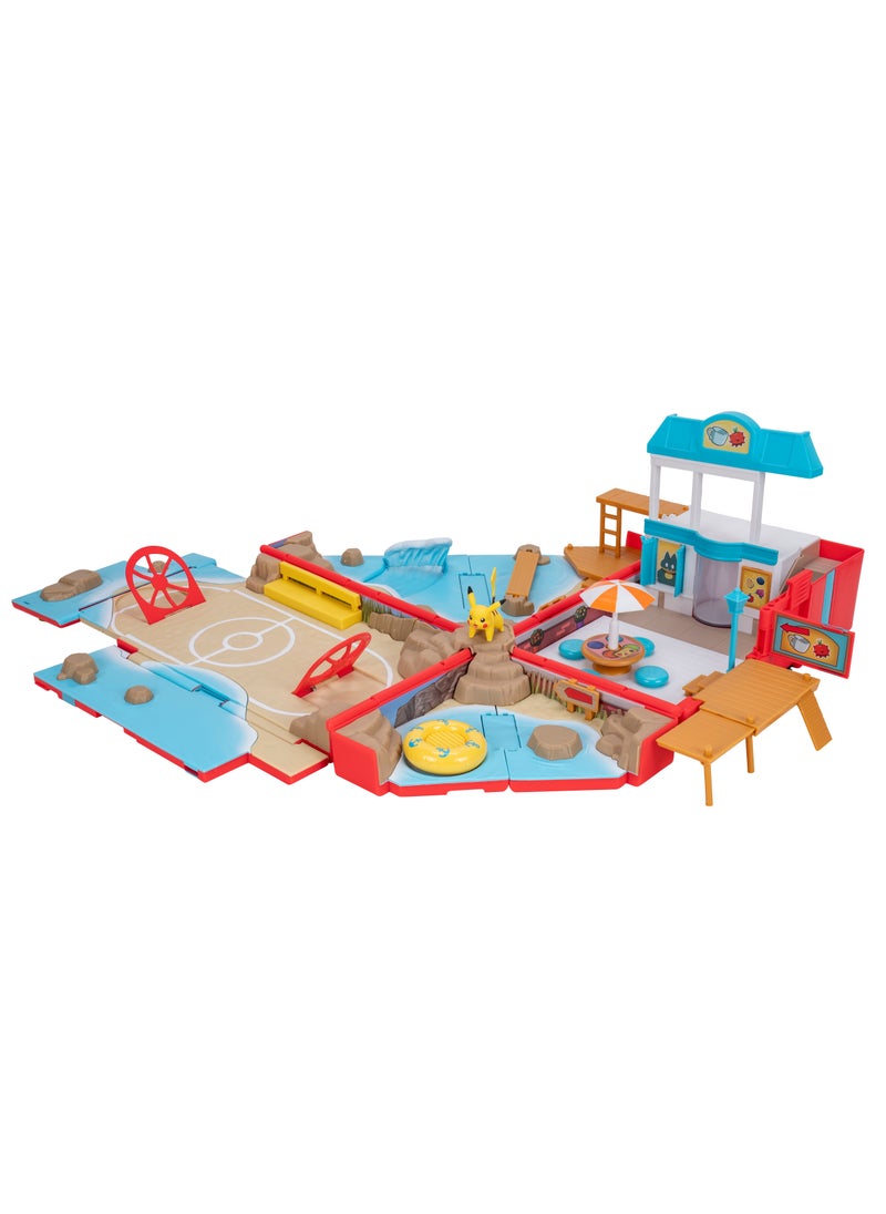 Pokemon Carry Case Beach Battle Playset | Pokemon Battle Arena | Interactive Playset | Battle Figure | Collectible Figure | Gift for Boys and Kids